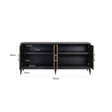 Bloomingville 4 Door Shagreen Sideboard with Black Oak Wood Frame by Richmond Interiors - Maison Rêves UK