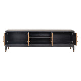 Bloomingville Leather 4 Door Media Unit with Black Oak Wood Frame by Richmond Interiors - Maison Rêves UK