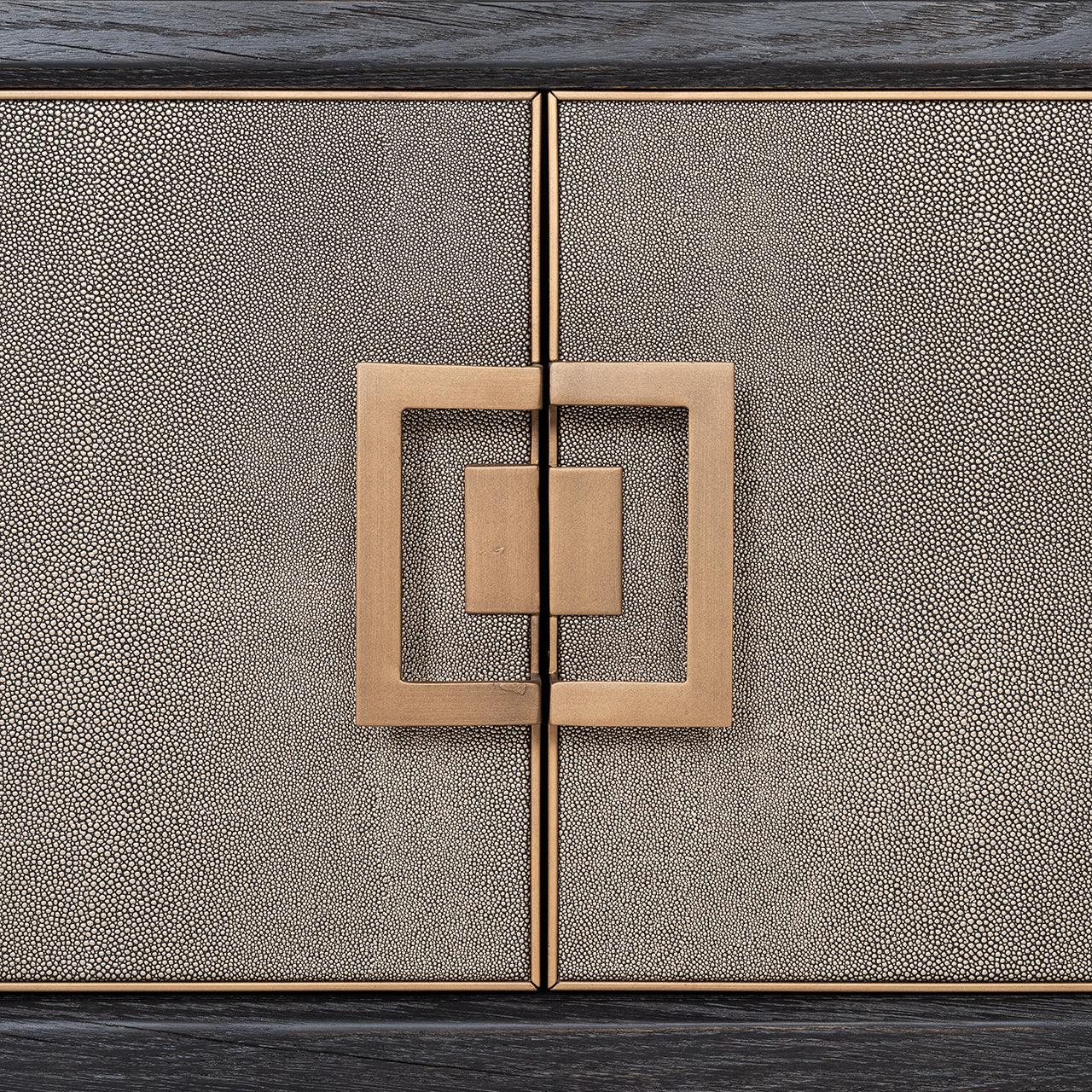 Bloomingville Leather 4 Door Media Unit with Black Oak Wood Frame by Richmond Interiors - Maison Rêves UK
