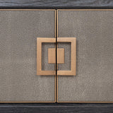 Bloomingville Leather 4 Door Media Unit with Black Oak Wood Frame by Richmond Interiors - Maison Rêves UK