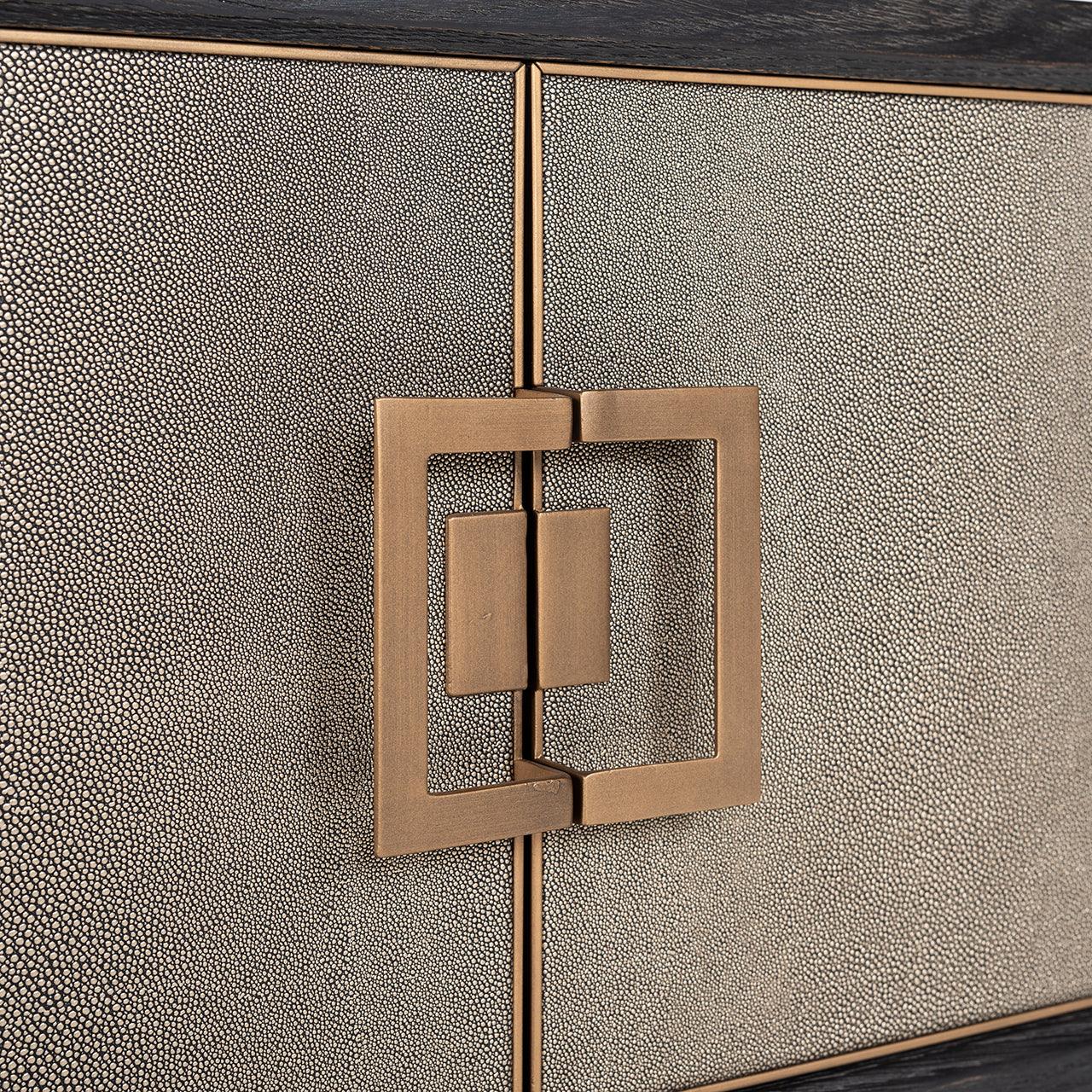Bloomingville Leather 4 Door Media Unit with Black Oak Wood Frame by Richmond Interiors - Maison Rêves UK