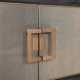 Bloomingville Leather 4 Door Media Unit with Black Oak Wood Frame by Richmond Interiors - Maison Rêves UK