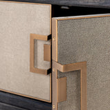 Bloomingville Leather 4 Door Media Unit with Black Oak Wood Frame by Richmond Interiors - Maison Rêves UK