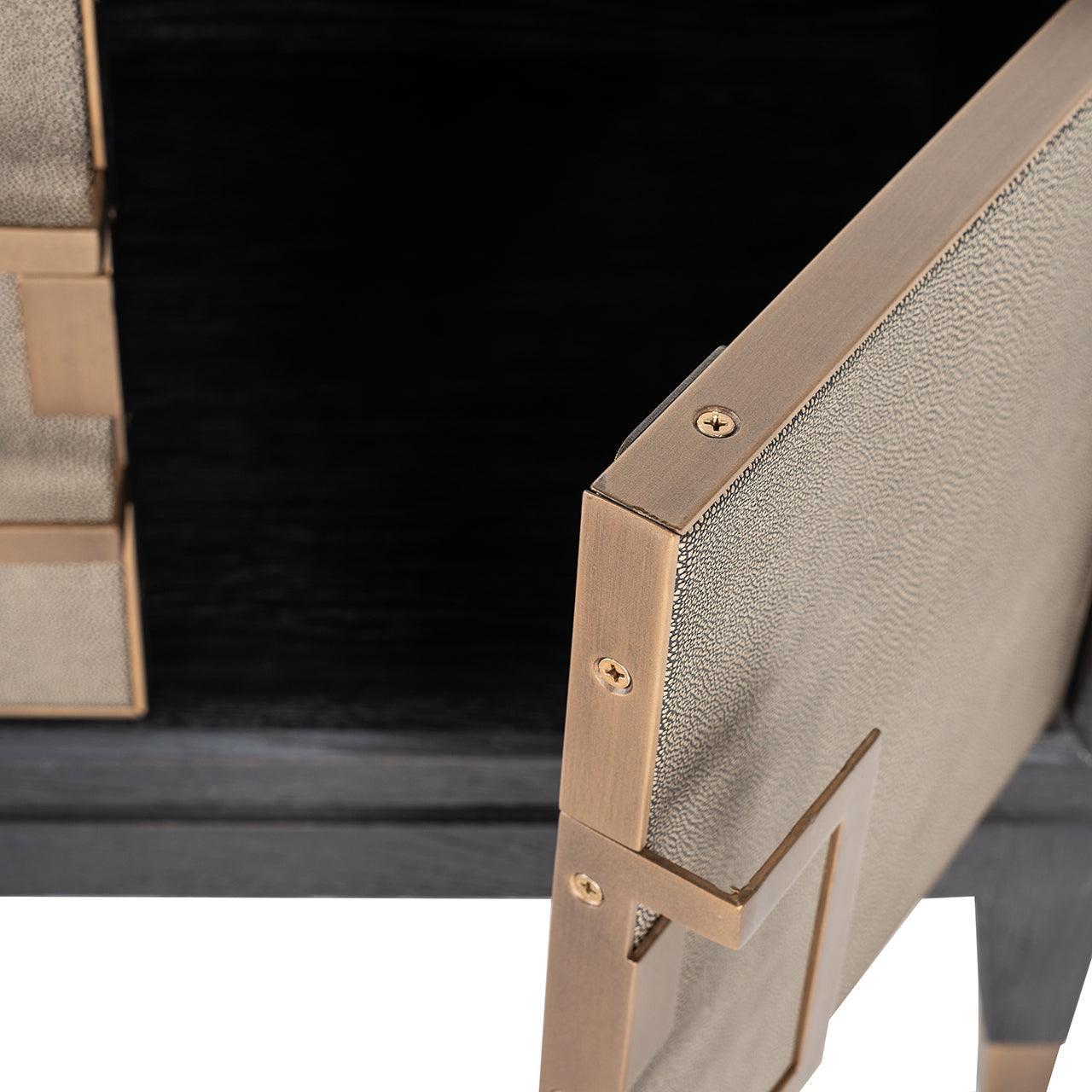 Bloomingville Leather 4 Door Media Unit with Black Oak Wood Frame by Richmond Interiors - Maison Rêves UK