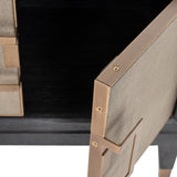 Bloomingville Leather 4 Door Media Unit with Black Oak Wood Frame by Richmond Interiors - Maison Rêves UK