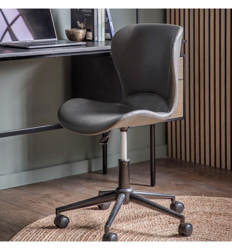 Bramley Faux Leather Swivel Chair Charcoal - Maison Rêves UK