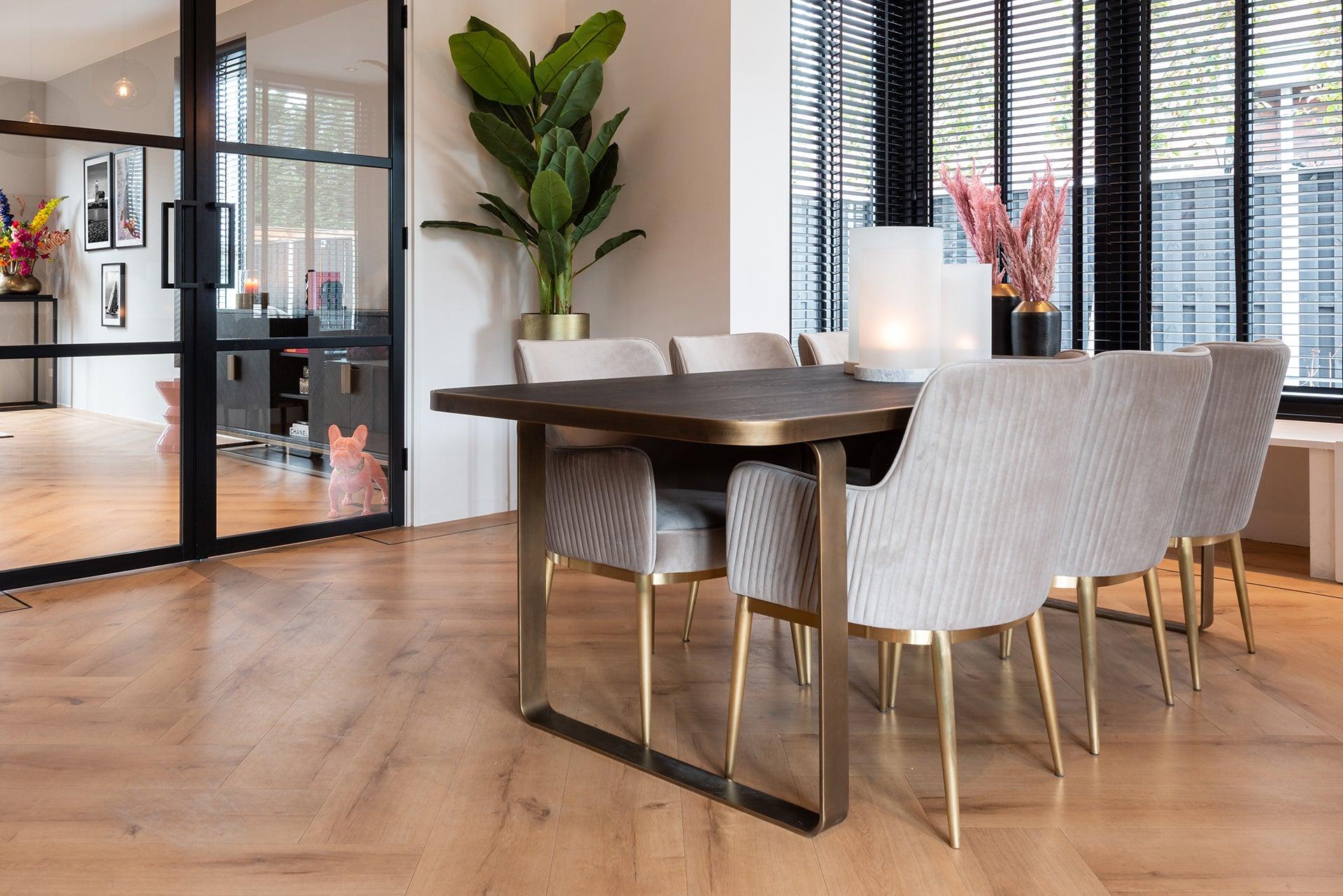 Breeze Velvet Dining Chair with Brushed Gold Legs by Richmond Interiors - Maison Rêves UK