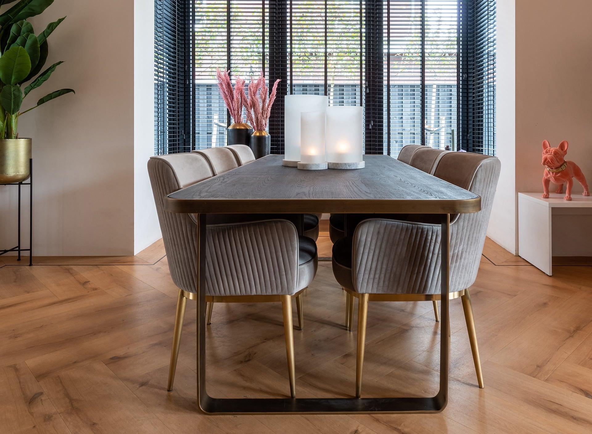 Breeze Velvet Dining Chair with Brushed Gold Legs by Richmond Interiors - Maison Rêves UK