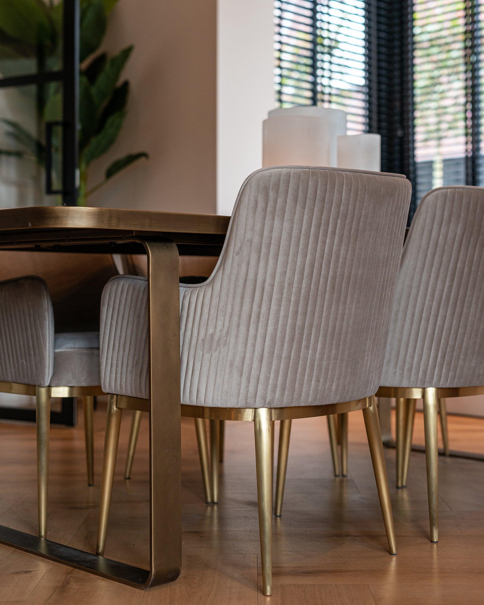 Breeze Velvet Dining Chair with Brushed Gold Legs by Richmond Interiors - Maison Rêves UK