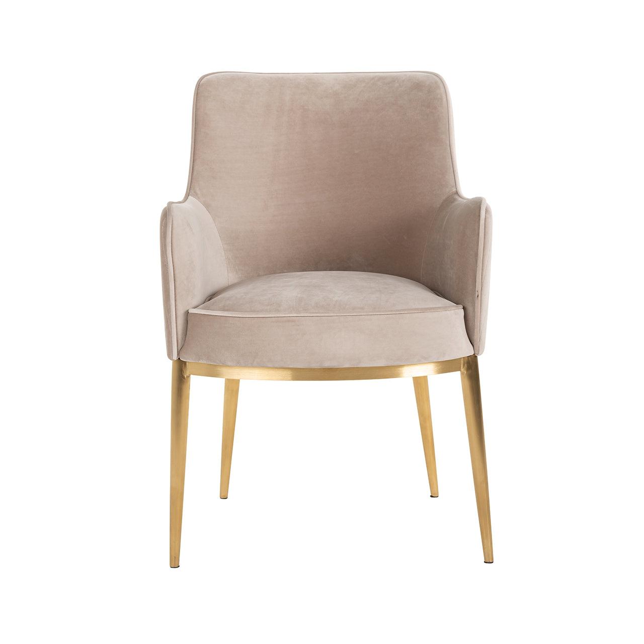 Breeze Velvet Dining Chair with Brushed Gold Legs by Richmond Interiors - Maison Rêves UK