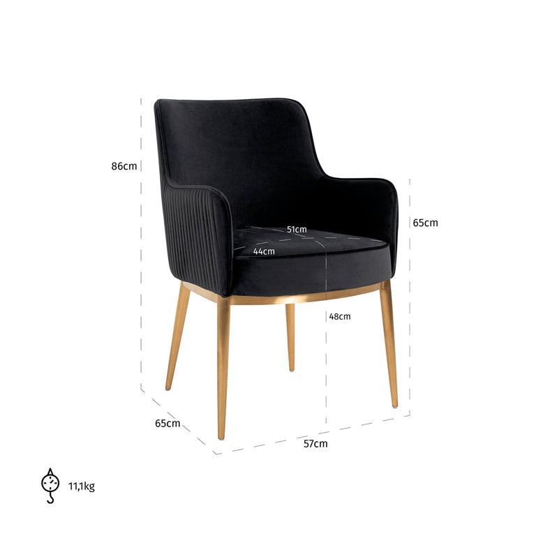 Breeze Velvet Dining Chair with Brushed Gold Legs by Richmond Interiors - Maison Rêves UK