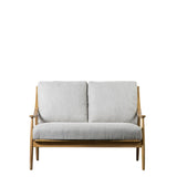 Brooks 2 Seater Sofa Dark Natural Linen with Wooden Frame - Maison Rêves UK
