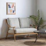 Brooks 2 Seater Sofa Dark Natural Linen with Wooden Frame - Maison Rêves UK