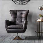 Brookstone Leather Swivel Chair with Iron Base - Maison Rêves UK