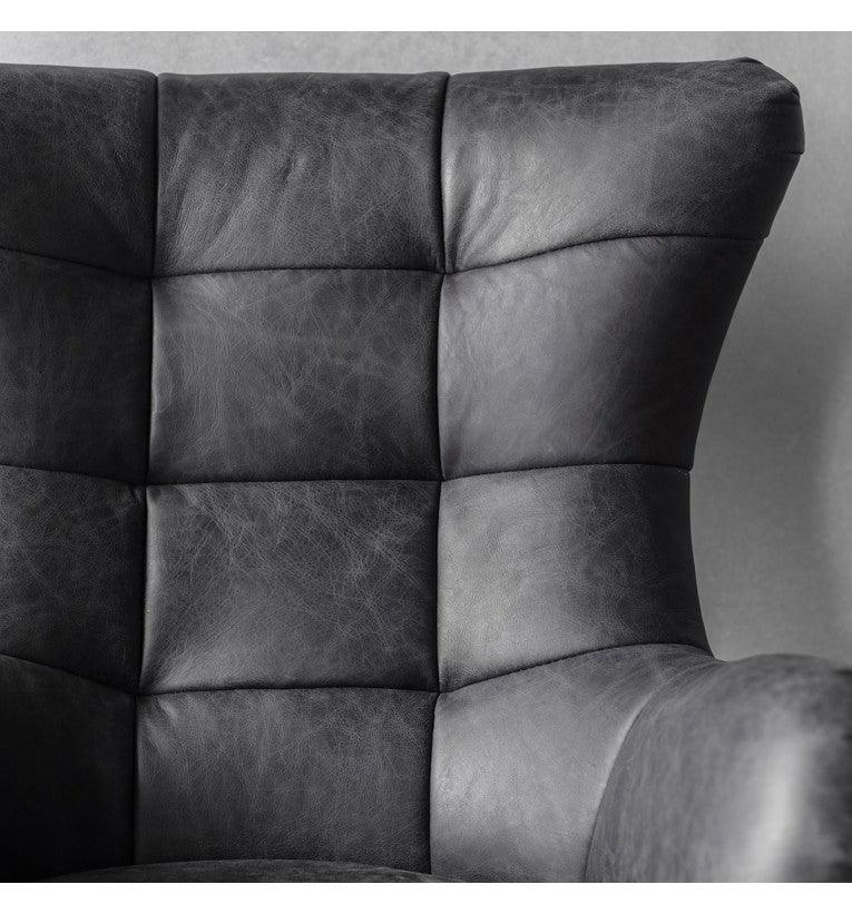Brookstone Leather Swivel Chair with Iron Base - Maison Rêves UK