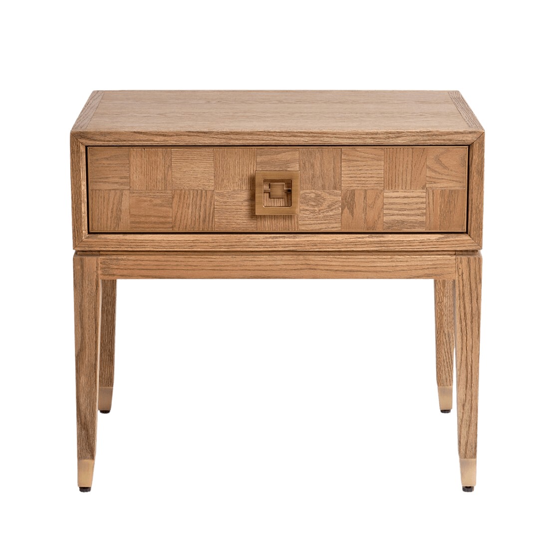 Cabra Natural Oak Bedside Table with Square Detail - Maison Rêves UK