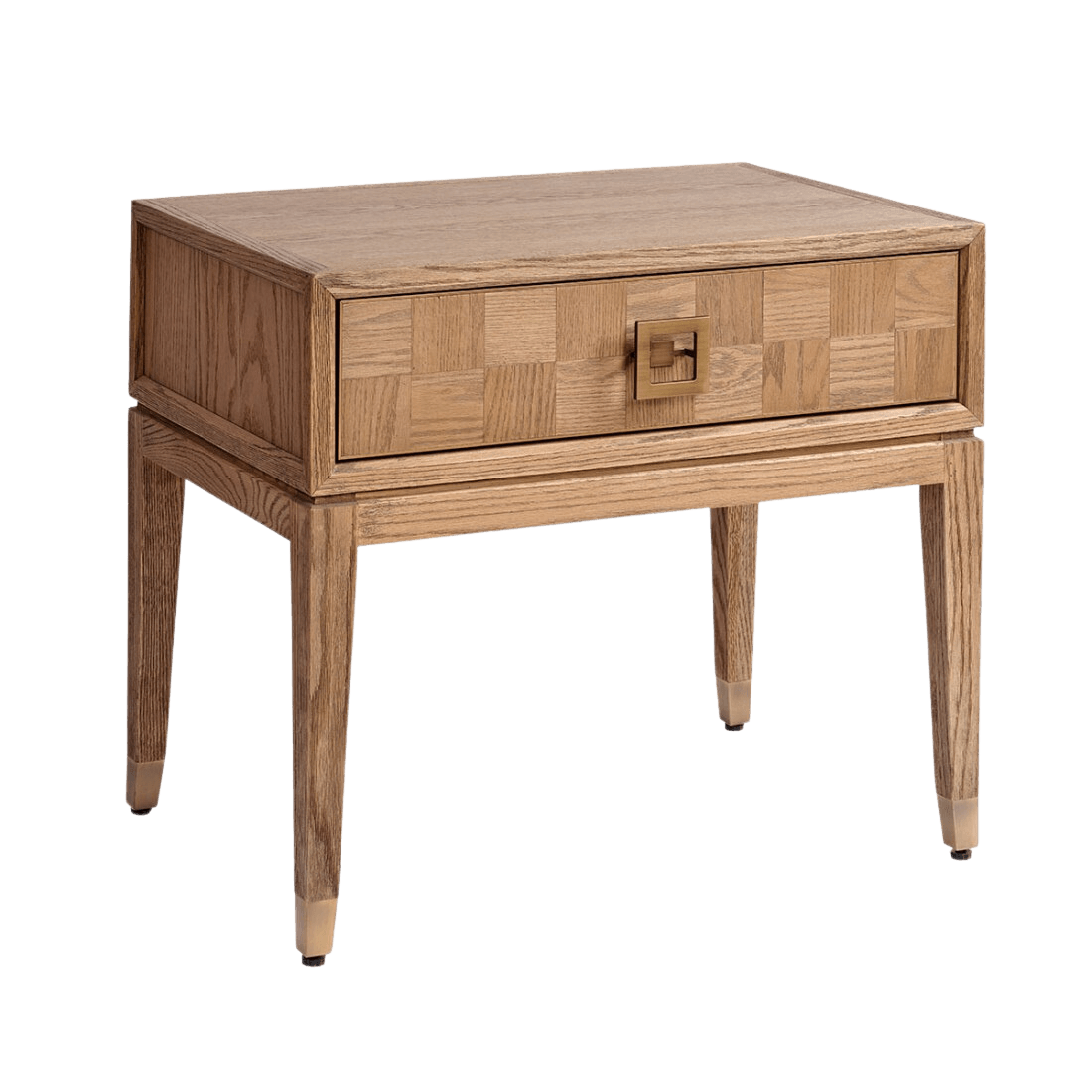 Cabra Natural Oak Bedside Table with Square Detail - Maison Rêves UK