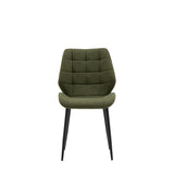 Cadenza Dining Chair Bottle Green Fabric with Iron Legs (2pk) - Maison Rêves UK