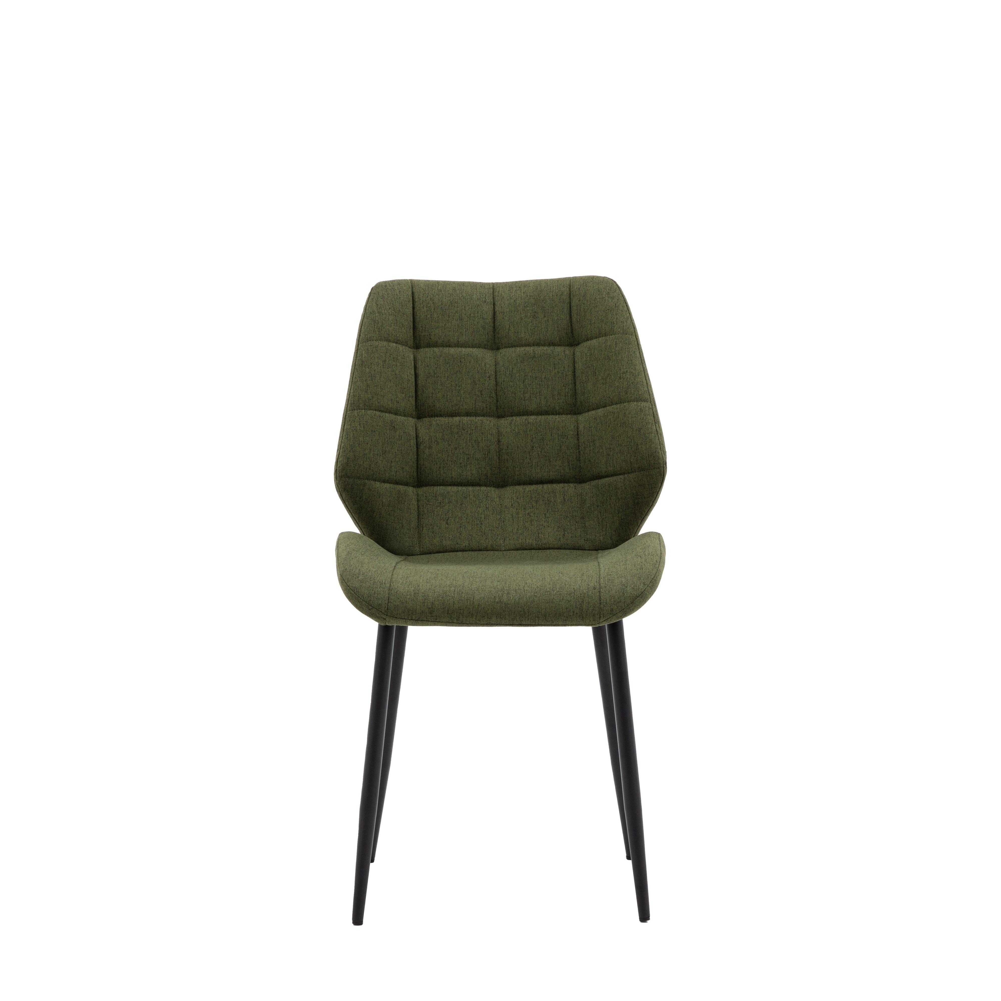 Cadenza Dining Chair Bottle Green Fabric with Iron Legs (2pk) - Maison Rêves UK