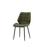 Cadenza Dining Chair Bottle Green Fabric with Iron Legs (2pk) - Maison Rêves UK