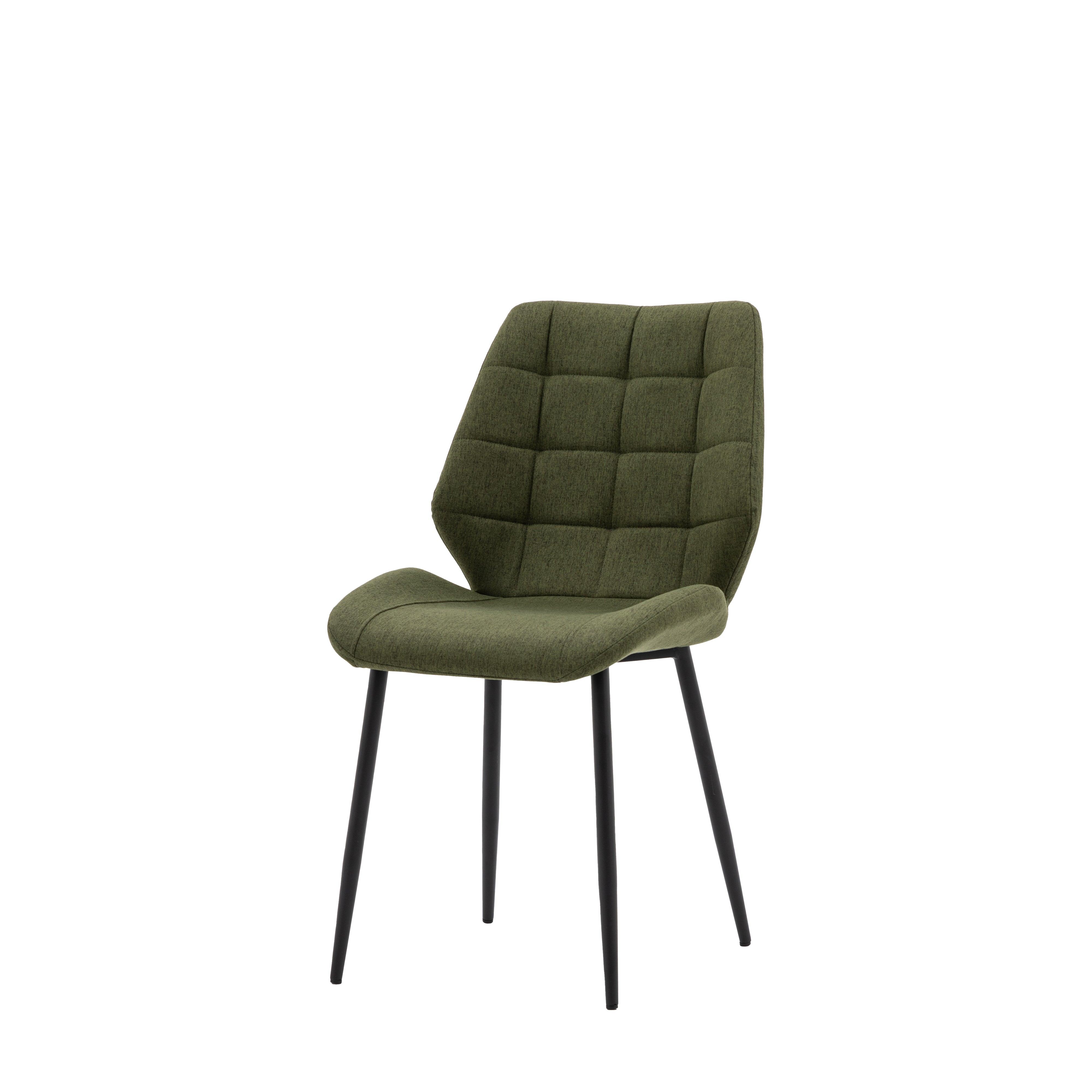Cadenza Dining Chair Bottle Green Fabric with Iron Legs (2pk) - Maison Rêves UK
