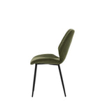 Cadenza Dining Chair Bottle Green Fabric with Iron Legs (2pk) - Maison Rêves UK
