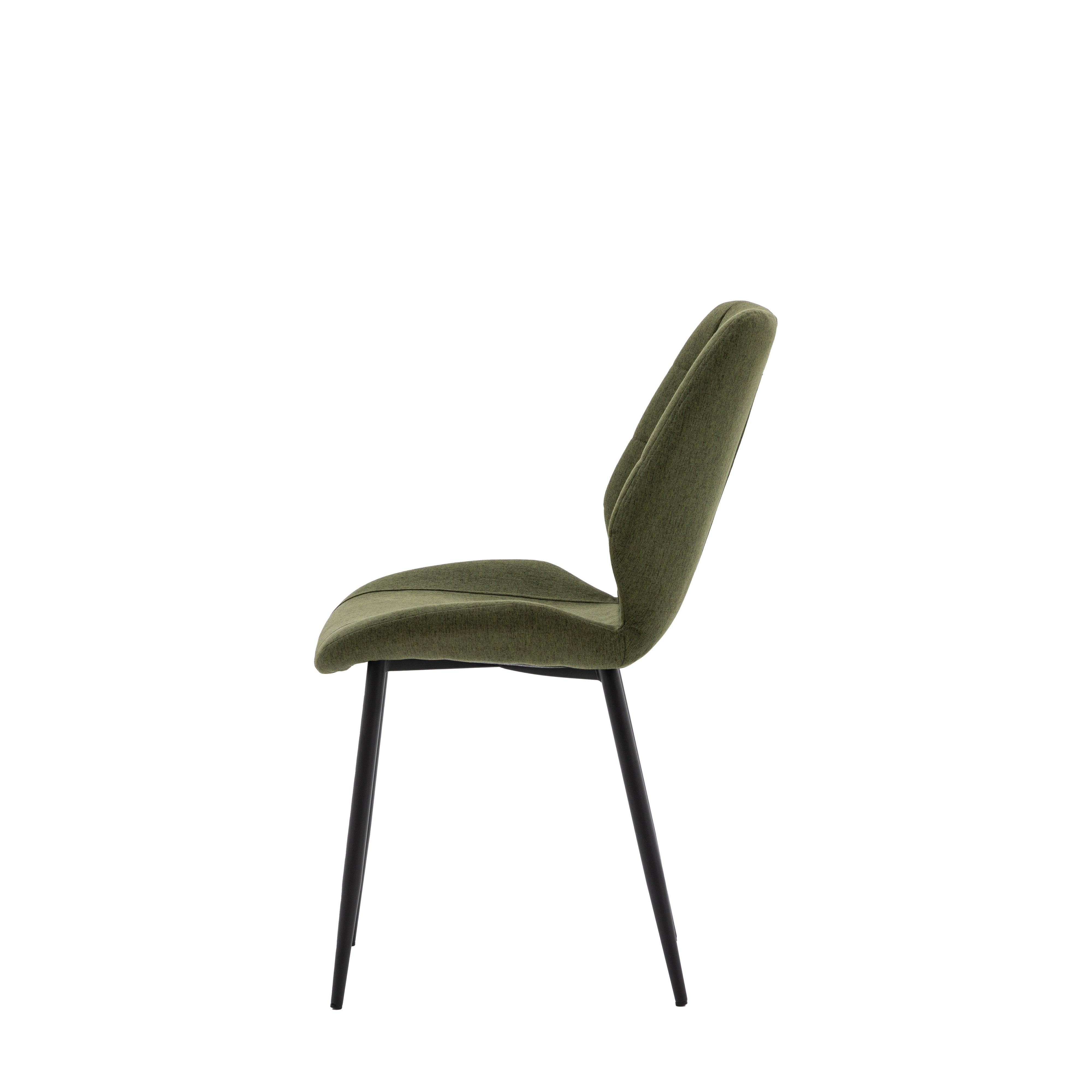 Cadenza Dining Chair Bottle Green Fabric with Iron Legs (2pk) - Maison Rêves UK