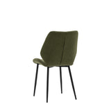 Cadenza Dining Chair Bottle Green Fabric with Iron Legs (2pk) - Maison Rêves UK