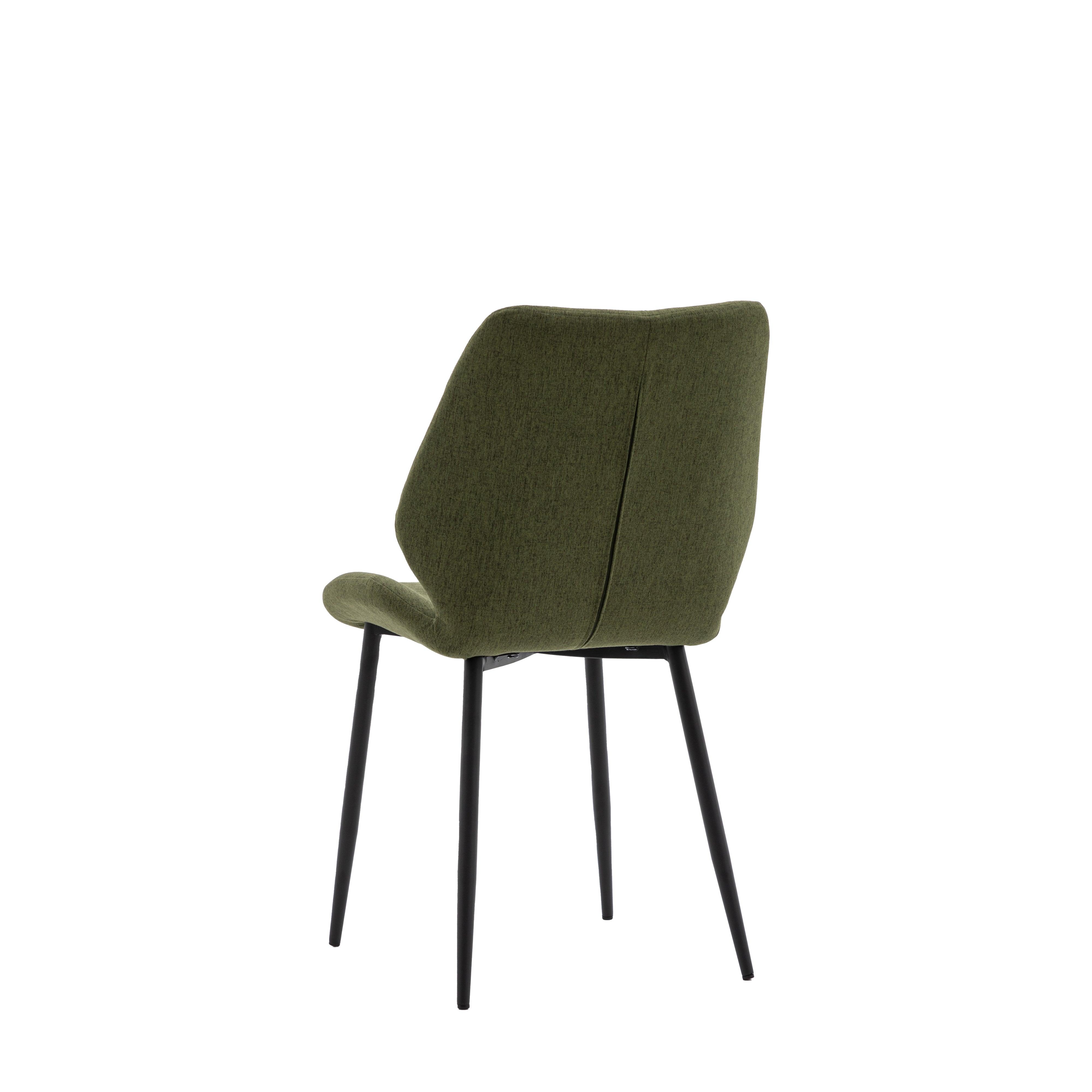 Cadenza Dining Chair Bottle Green Fabric with Iron Legs (2pk) - Maison Rêves UK