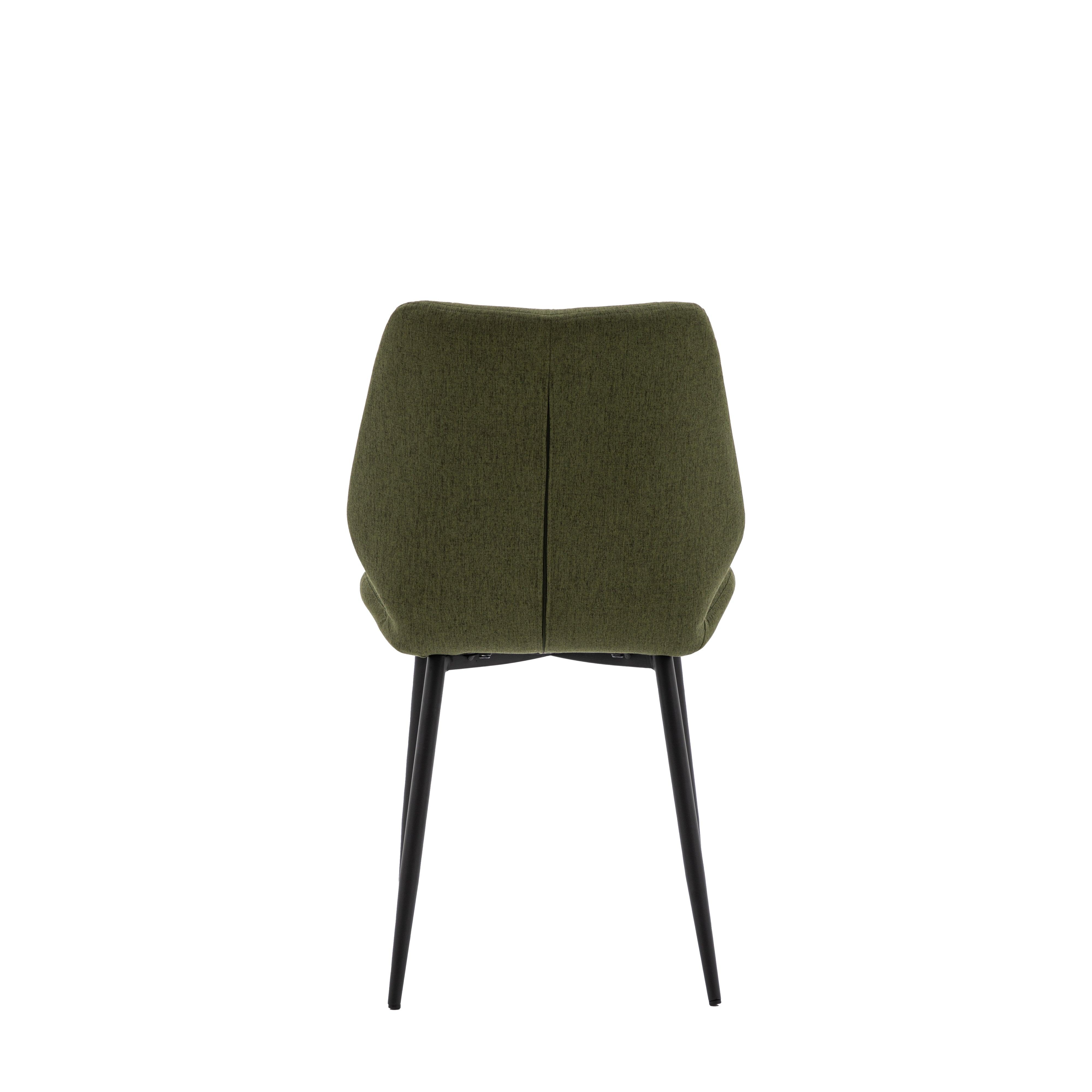 Cadenza Dining Chair Bottle Green Fabric with Iron Legs (2pk) - Maison Rêves UK