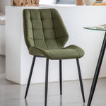 Cadenza Dining Chair Bottle Green Fabric with Iron Legs (2pk) - Maison Rêves UK
