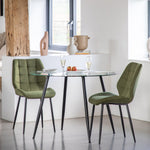 Cadenza Dining Chair Bottle Green Fabric with Iron Legs (2pk) - Maison Rêves UK
