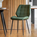 Cadenza Dining Chair Bottle Green Fabric with Iron Legs (2pk) - Maison Rêves UK