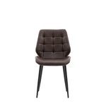 Cadenza Dining Chair Brown Leather with Iron Legs (2pk) - Maison Rêves UK