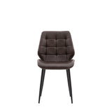 Cadenza Dining Chair Brown Leather with Iron Legs (2pk) - Maison Rêves UK
