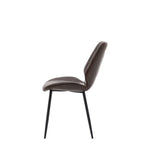 Cadenza Dining Chair Brown Leather with Iron Legs (2pk) - Maison Rêves UK