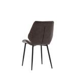 Cadenza Dining Chair Brown Leather with Iron Legs (2pk) - Maison Rêves UK