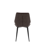 Cadenza Dining Chair Brown Leather with Iron Legs (2pk) - Maison Rêves UK