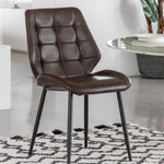Cadenza Dining Chair Brown Leather with Iron Legs (2pk) - Maison Rêves UK
