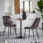 Cadenza Dining Chair Brown Leather with Iron Legs (2pk) - Maison Rêves UK