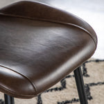 Cadenza Dining Chair Brown Leather with Iron Legs (2pk) - Maison Rêves UK