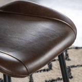 Cadenza Dining Chair Brown Leather with Iron Legs (2pk) - Maison Rêves UK