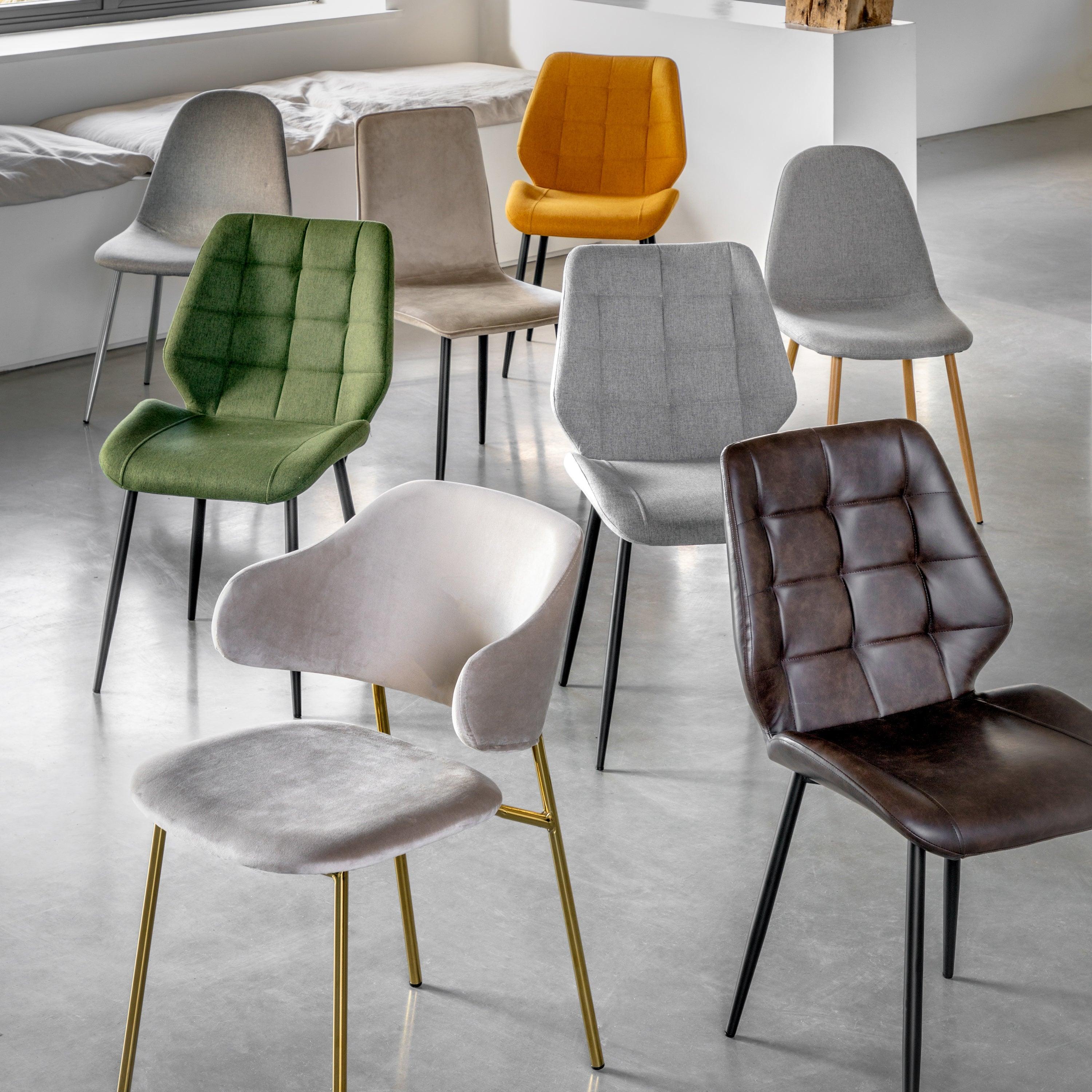 Cadenza Dining Chair Brown Leather with Iron Legs (2pk) - Maison Rêves UK