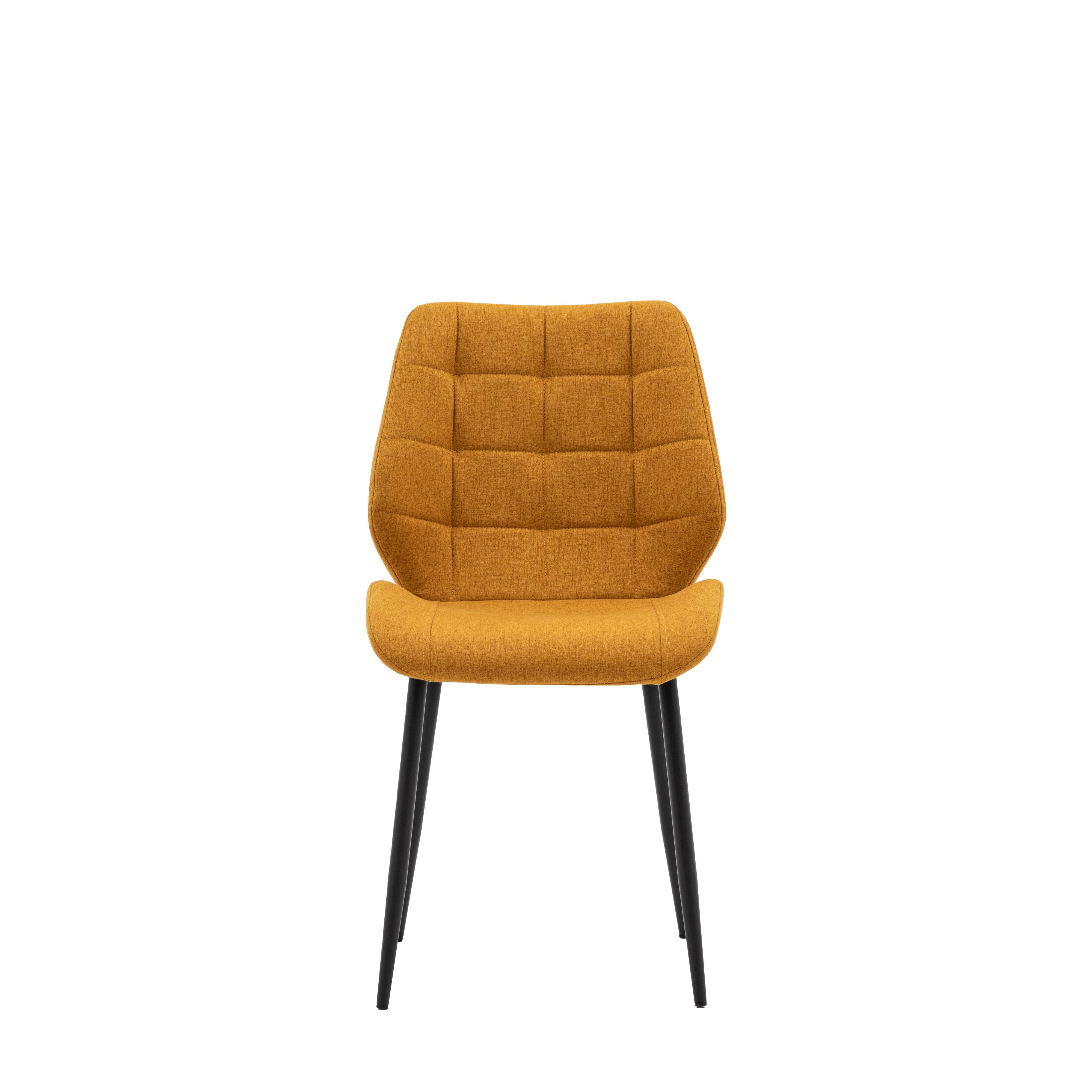 Cadenza Dining Chair Saffron Fabric with Iron Legs (2pk) - Maison Rêves UK