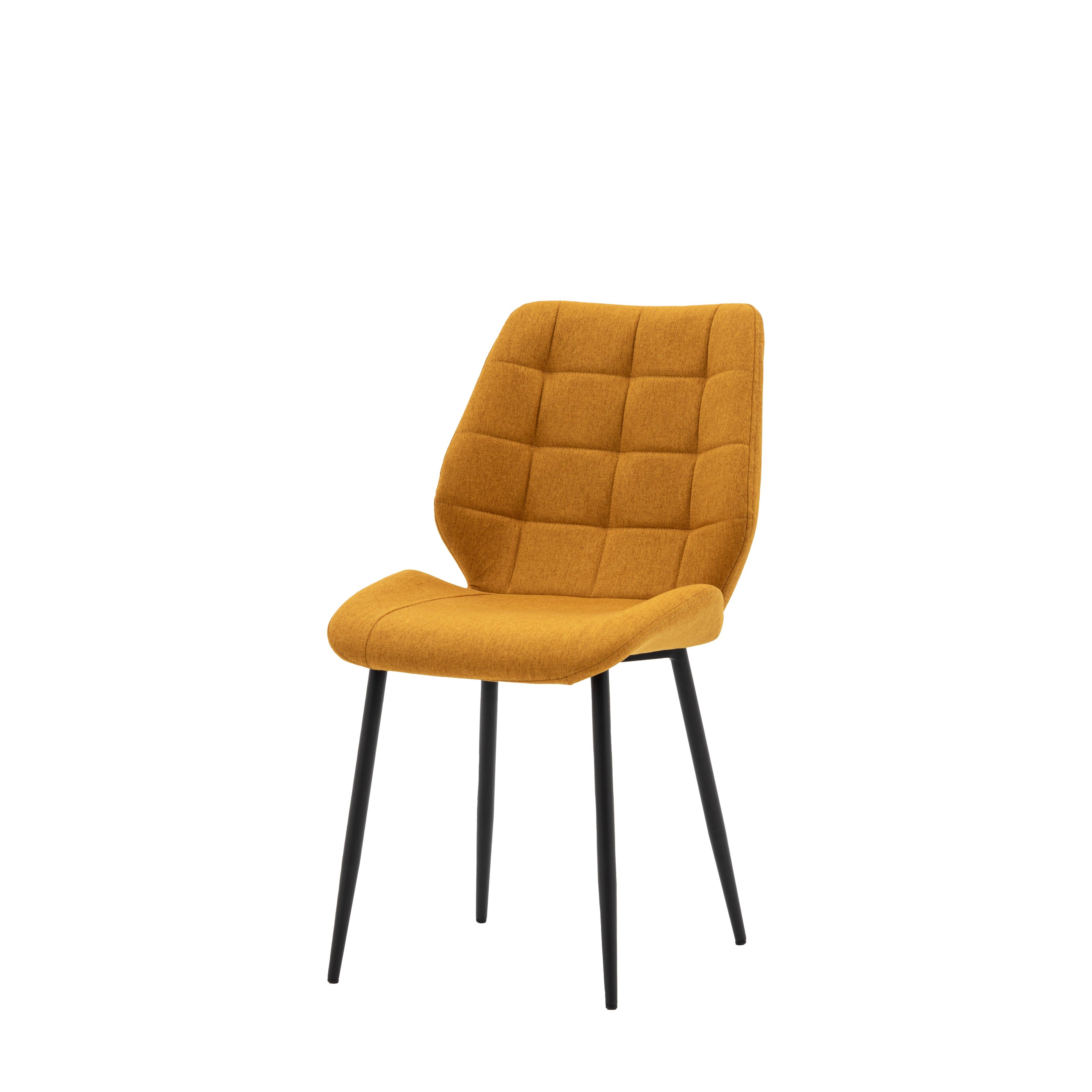 Cadenza Dining Chair Saffron Fabric with Iron Legs (2pk) - Maison Rêves UK