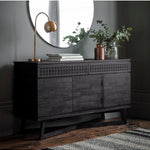 Calvera Boutique Wooden 3 Door / 2 Drawer Sideboard in Black - Maison Rêves UK