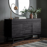 Calvera Boutique Wooden 3 Door / 2 Drawer Sideboard in Black - Maison Rêves UK