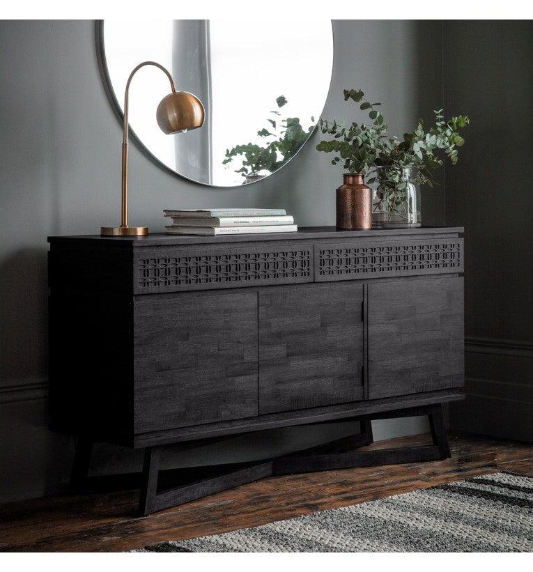 Calvera Boutique Wooden 3 Door / 2 Drawer Sideboard in Black - Maison Rêves UK