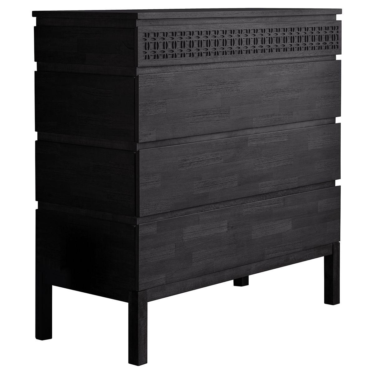 Calvera Boutique Wooden 4 Drawer Chest in Black - Maison Rêves UK