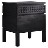 Calvera Boutique Wooden Bedside 2 Drawer Chest in Black - Maison Rêves UK